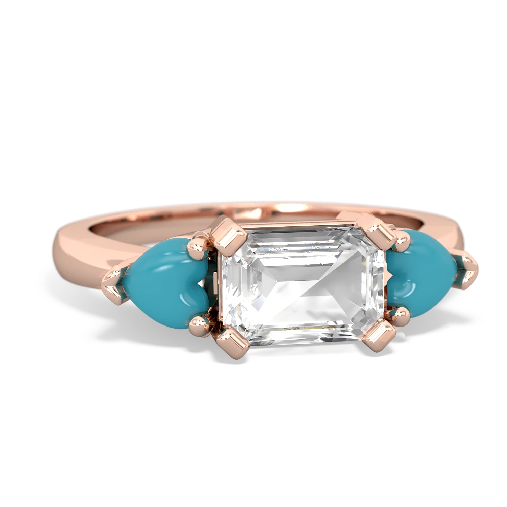 White Topaz Three Stone 14K Rose Gold ring R5235