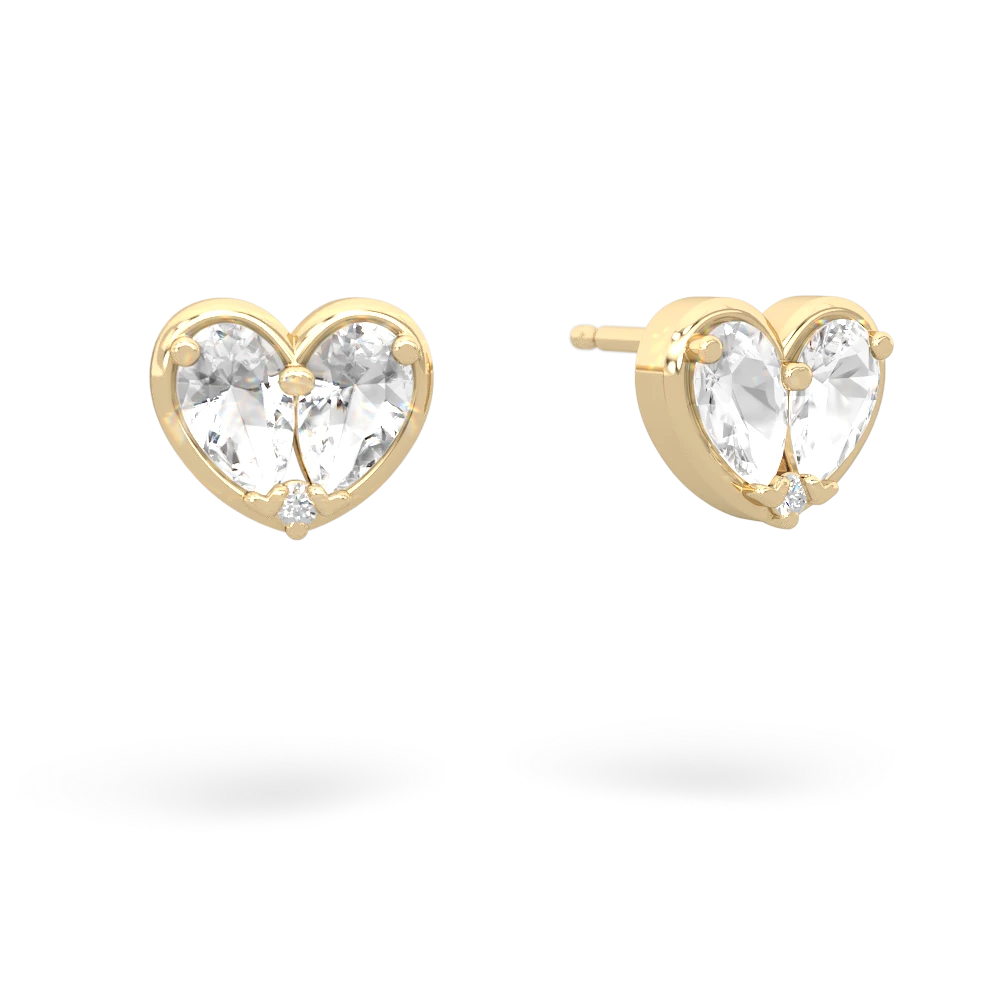 White Topaz 'Our Heart' 14K Yellow Gold earrings E5072