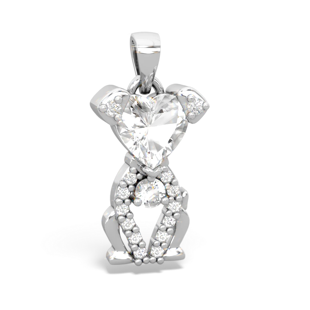 White Topaz Puppy Love 14K White Gold pendant P5800