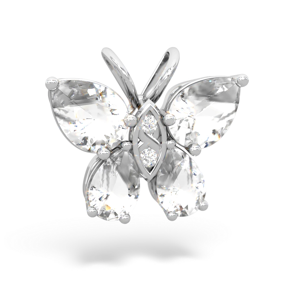 White Topaz Butterfly 14K White Gold pendant P2215