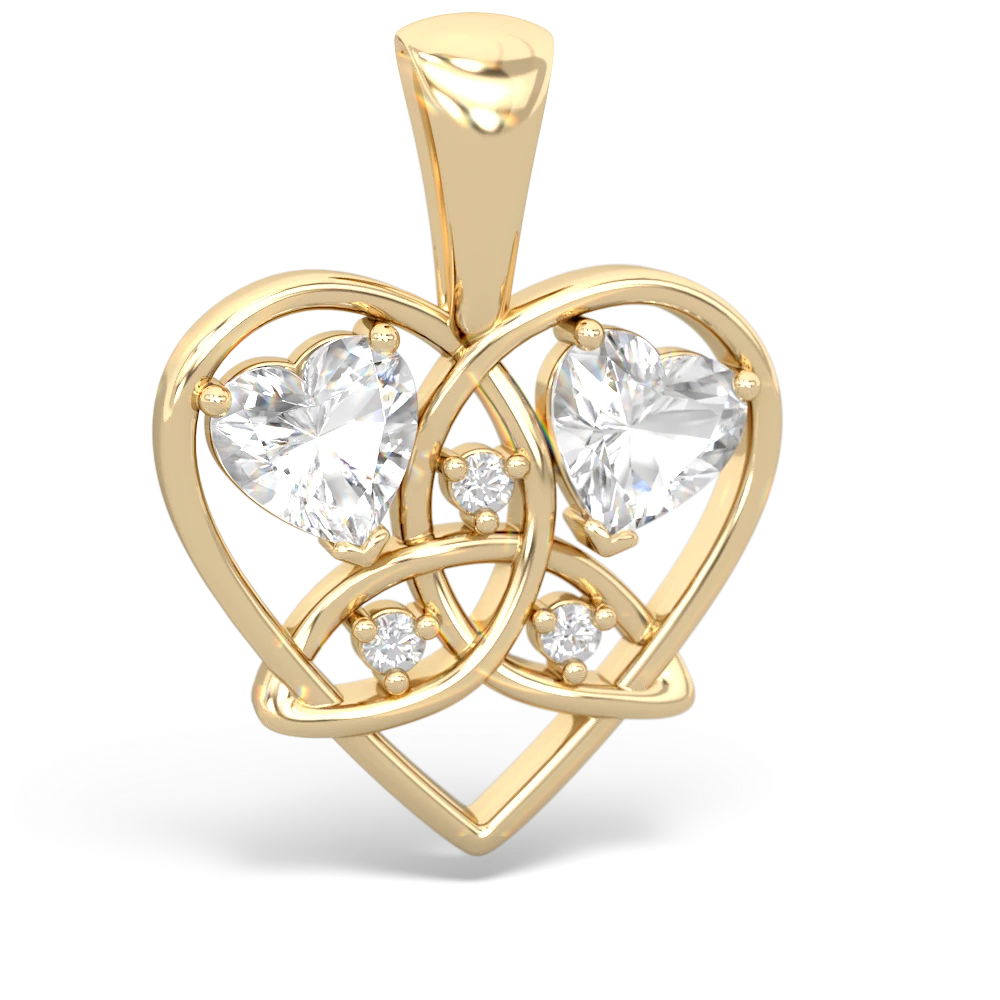 White Topaz Celtic Trinity Heart 14K Yellow Gold pendant P5331