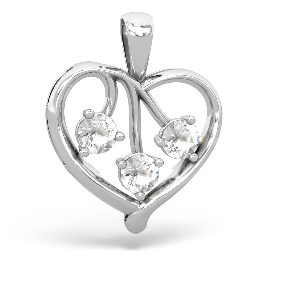 Emerald Glowing Heart 14K White Gold pendant P2233