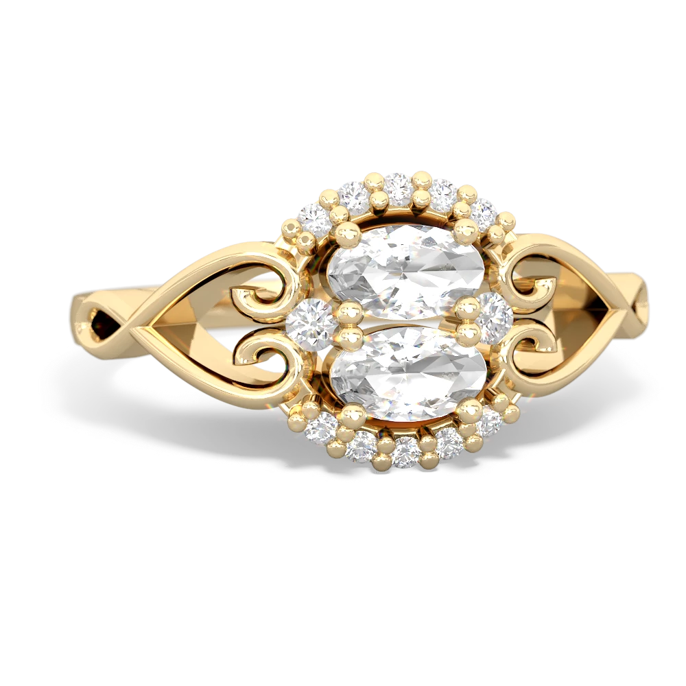 White Topaz Love Nest 14K Yellow Gold ring R5860