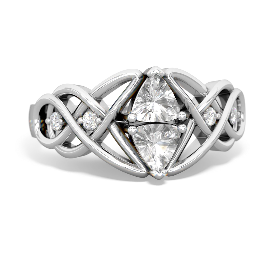 White Topaz Keepsake Celtic Knot 14K White Gold ring R5300