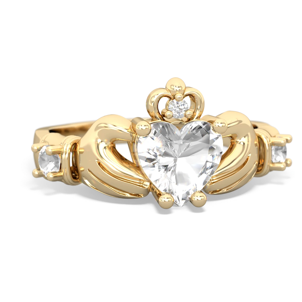 Lab Sapphire Claddagh Keepsake 14K Yellow Gold ring R5245