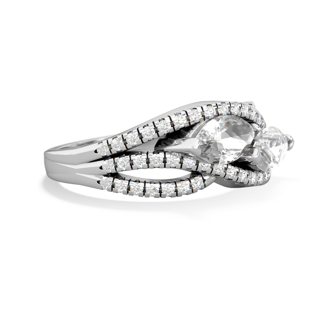 White Topaz Diamond Rivers 14K White Gold ring R3070