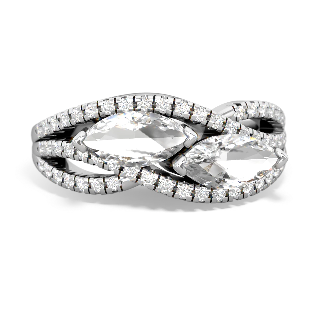 White Topaz Diamond Rivers 14K White Gold ring R3070