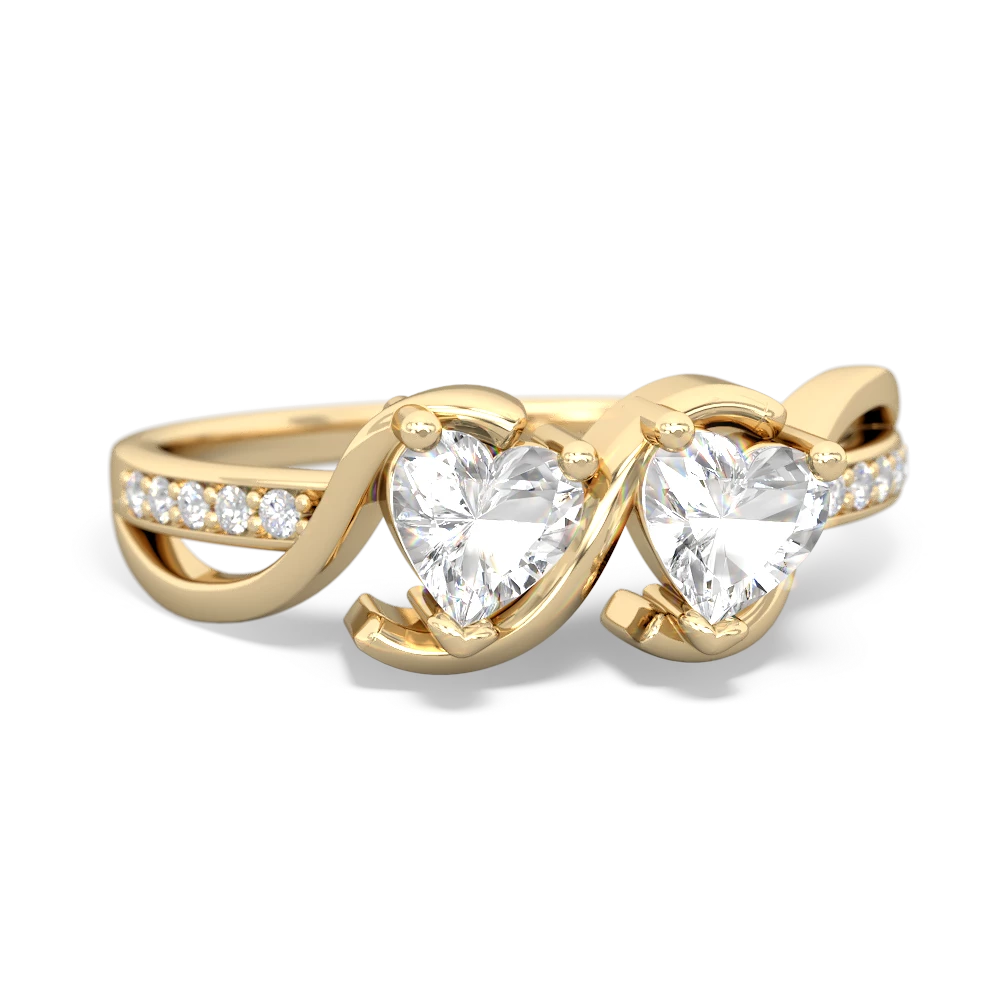 White Topaz Side By Side 14K Yellow Gold ring R3090