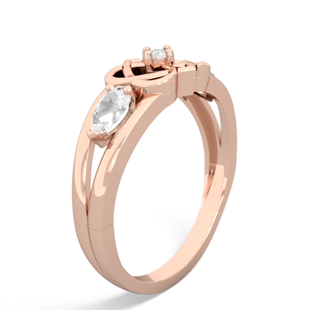 White Topaz Hearts Intertwined 14K Rose Gold ring R5880