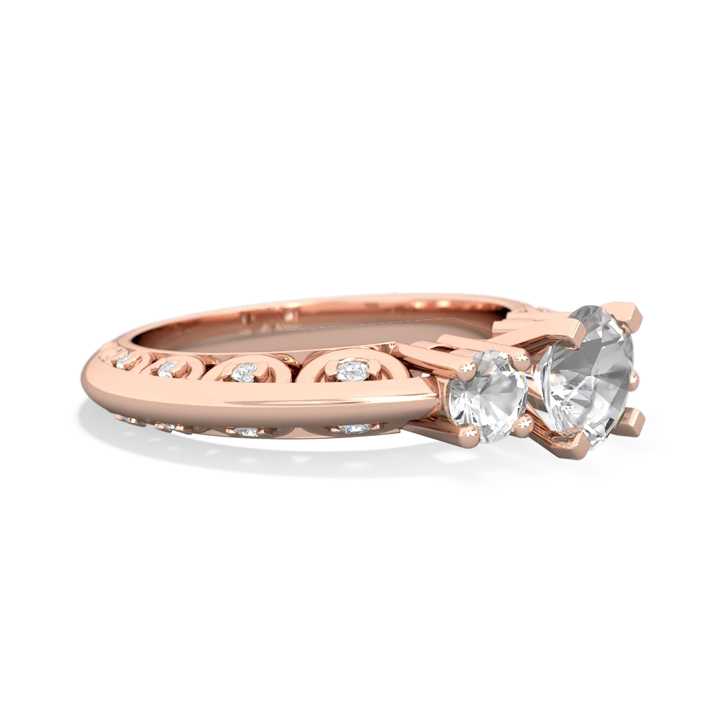 White Topaz Art Deco Eternal Embrace Engagement 14K Rose Gold ring C2003