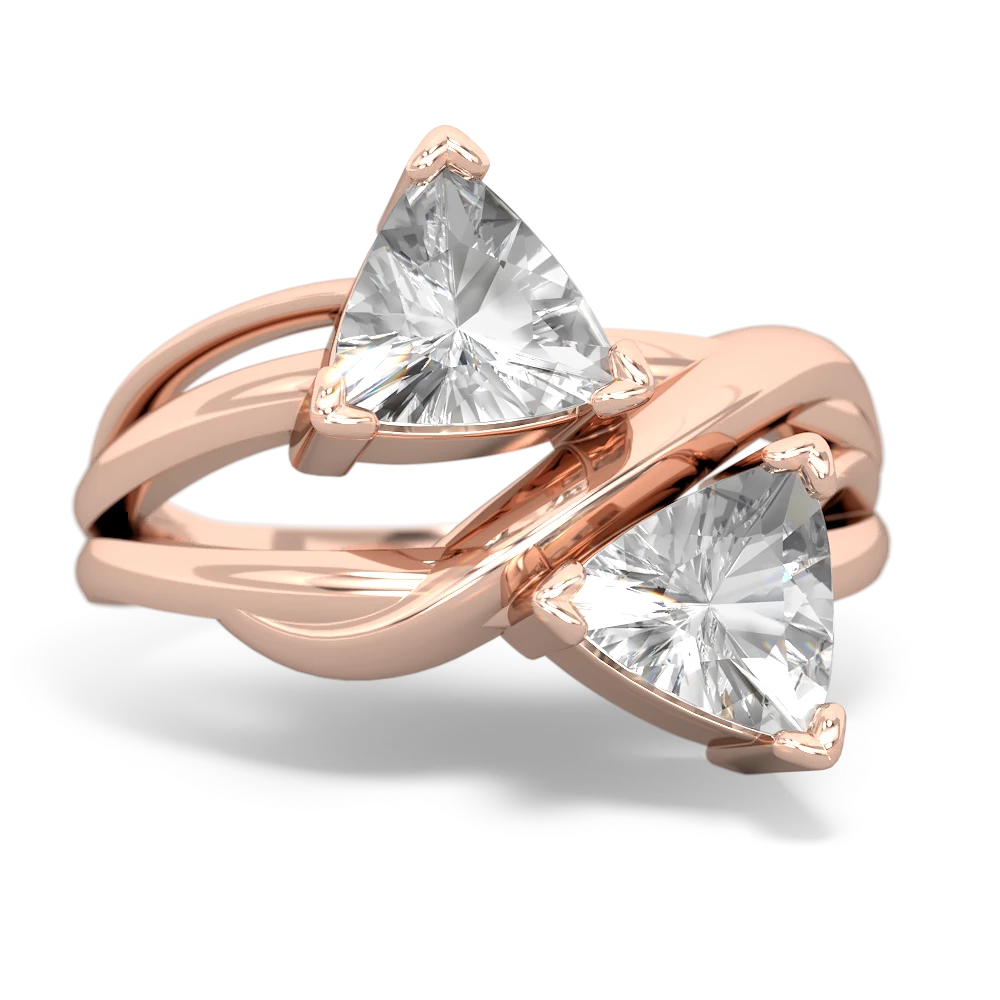 White Topaz Split Band Swirl 14K Rose Gold ring R2341