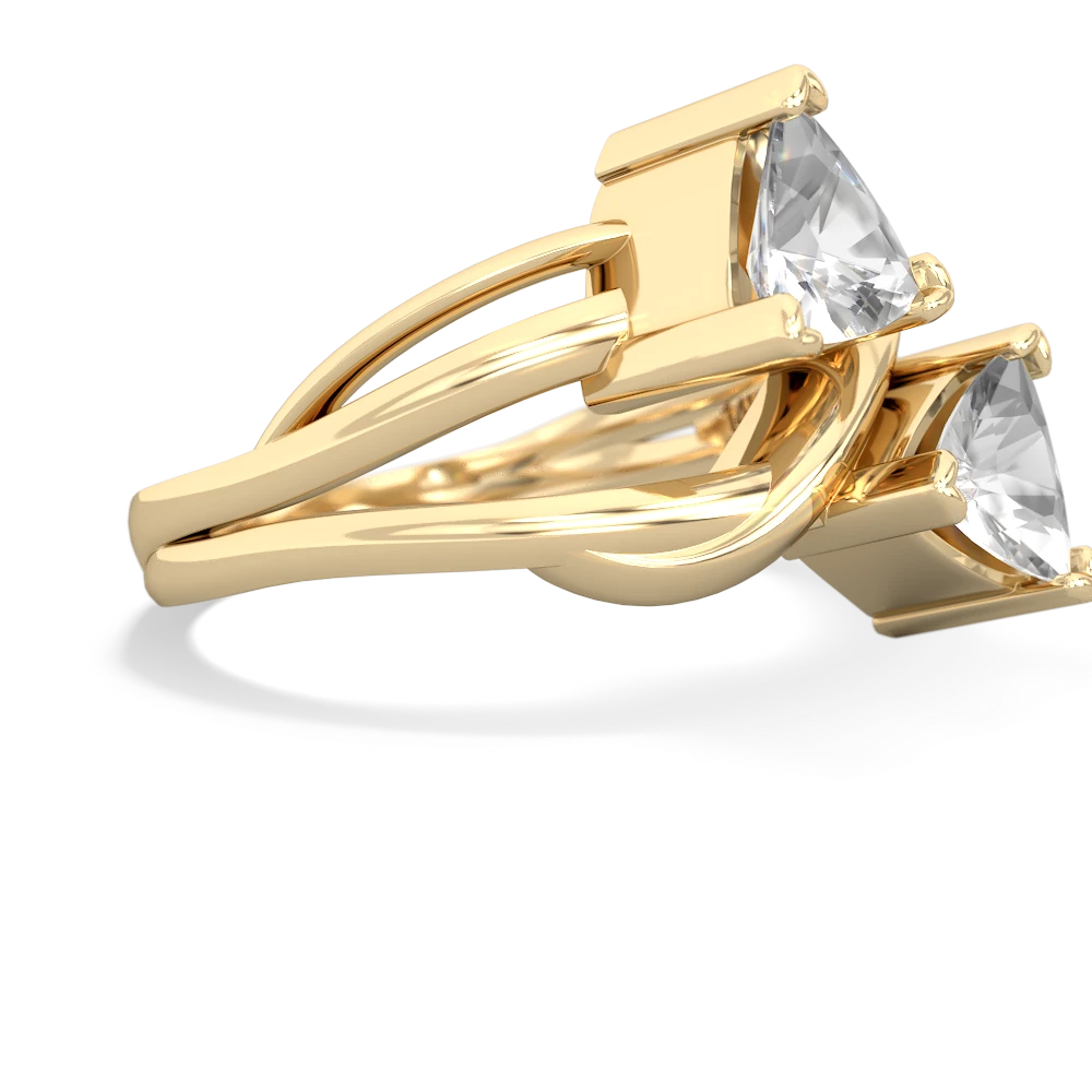 White Topaz Split Band Swirl 14K Yellow Gold ring R2341