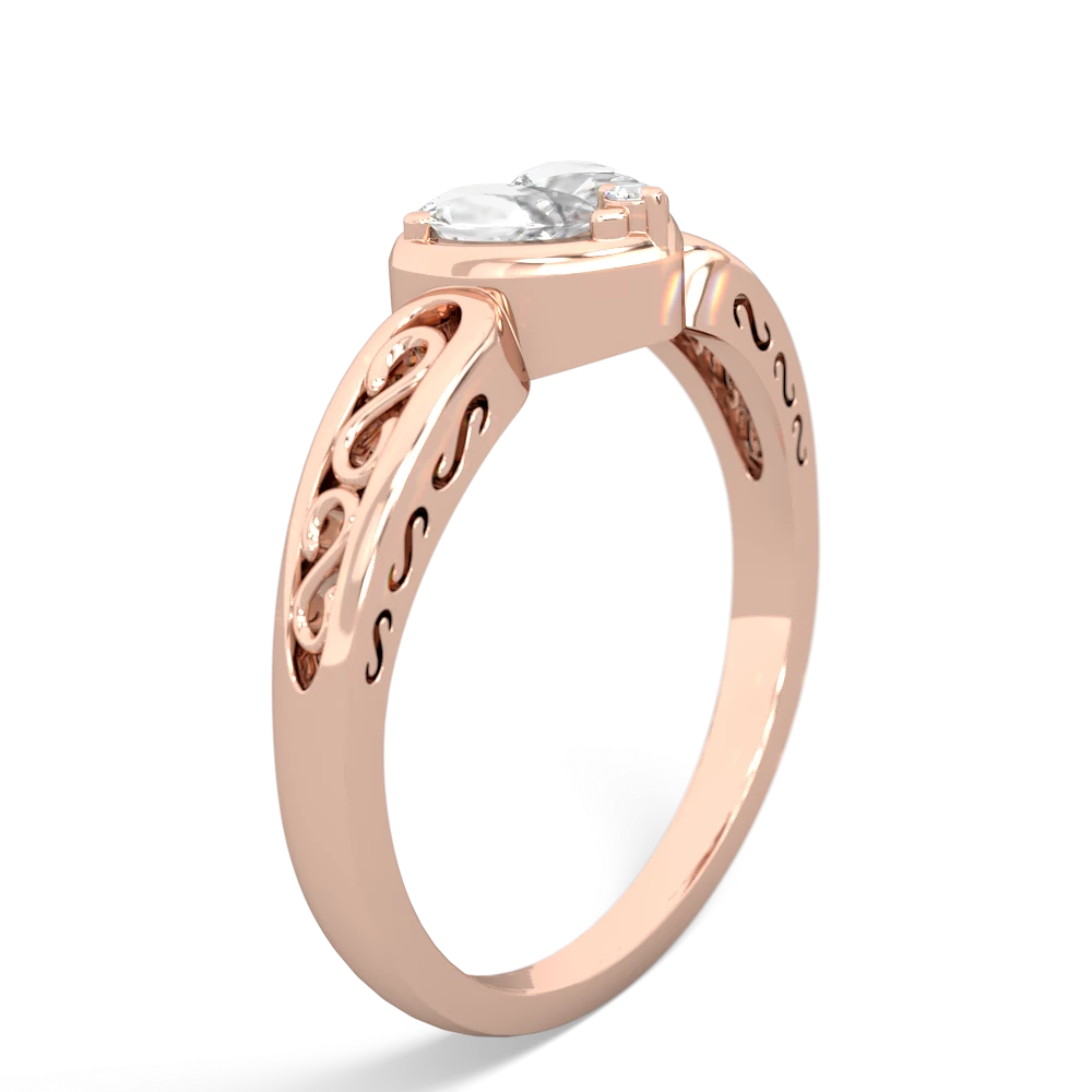 White Topaz Filligree 'One Heart' 14K Rose Gold ring R5070