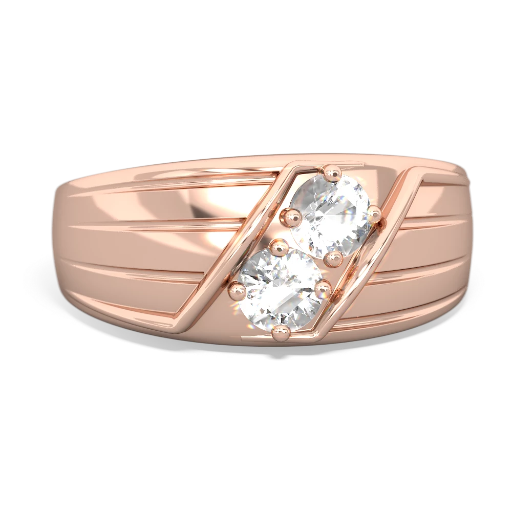 White Topaz Men's Streamline 14K Rose Gold ring R0460