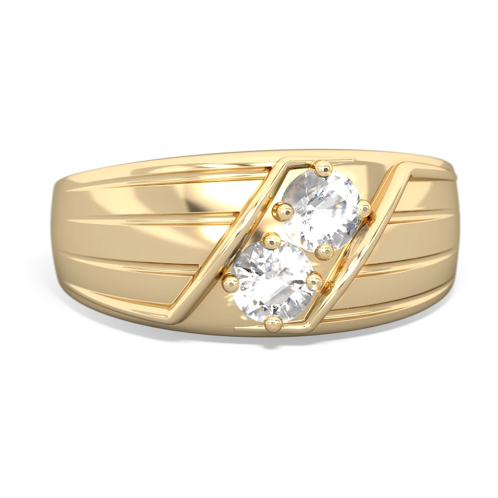 White Topaz Men's Streamline 14K Yellow Gold ring R0460