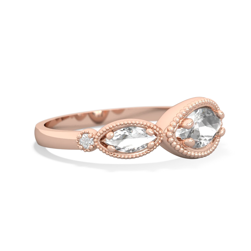 White Topaz Milgrain Marquise 14K Rose Gold ring R5700