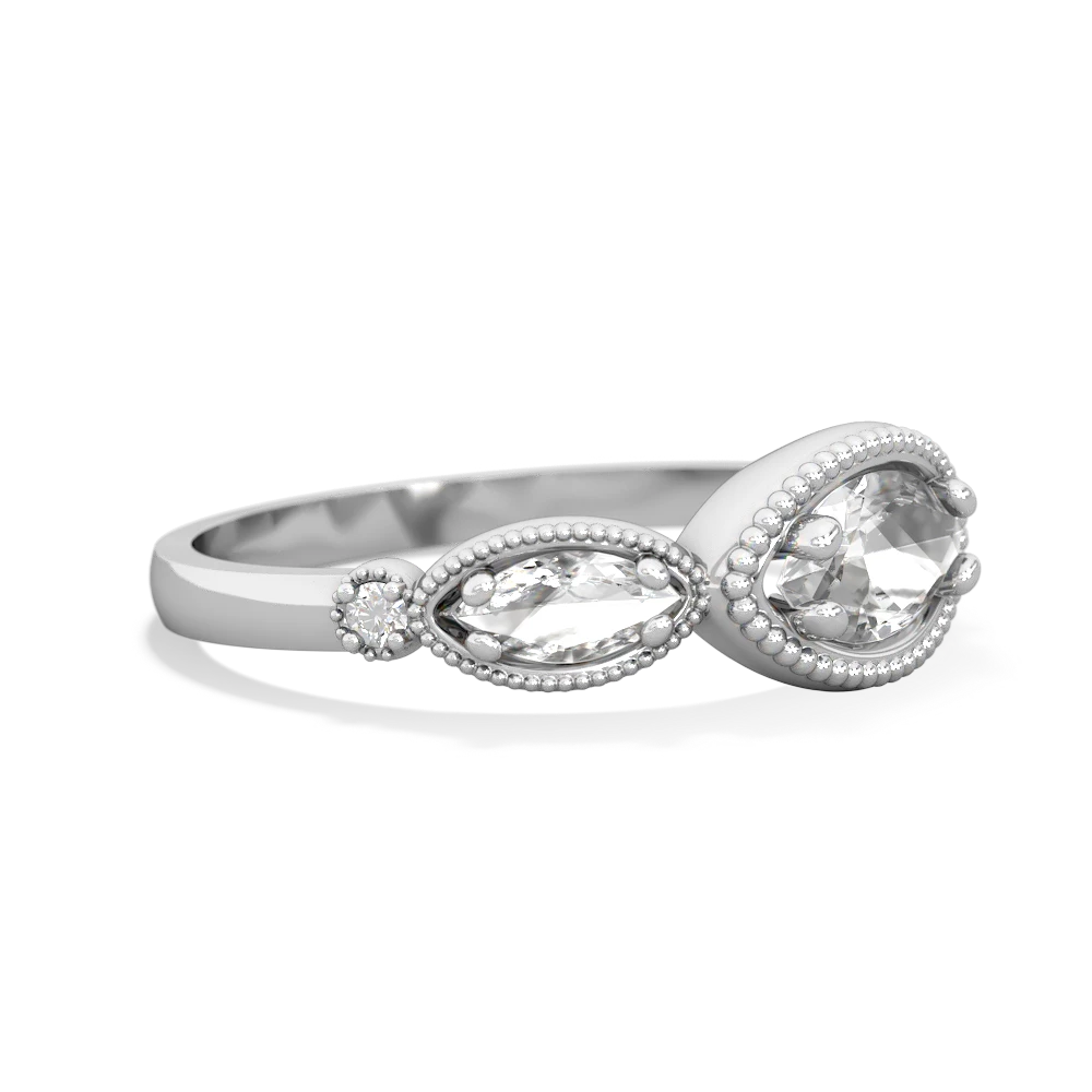 White Topaz Milgrain Marquise 14K White Gold ring R5700