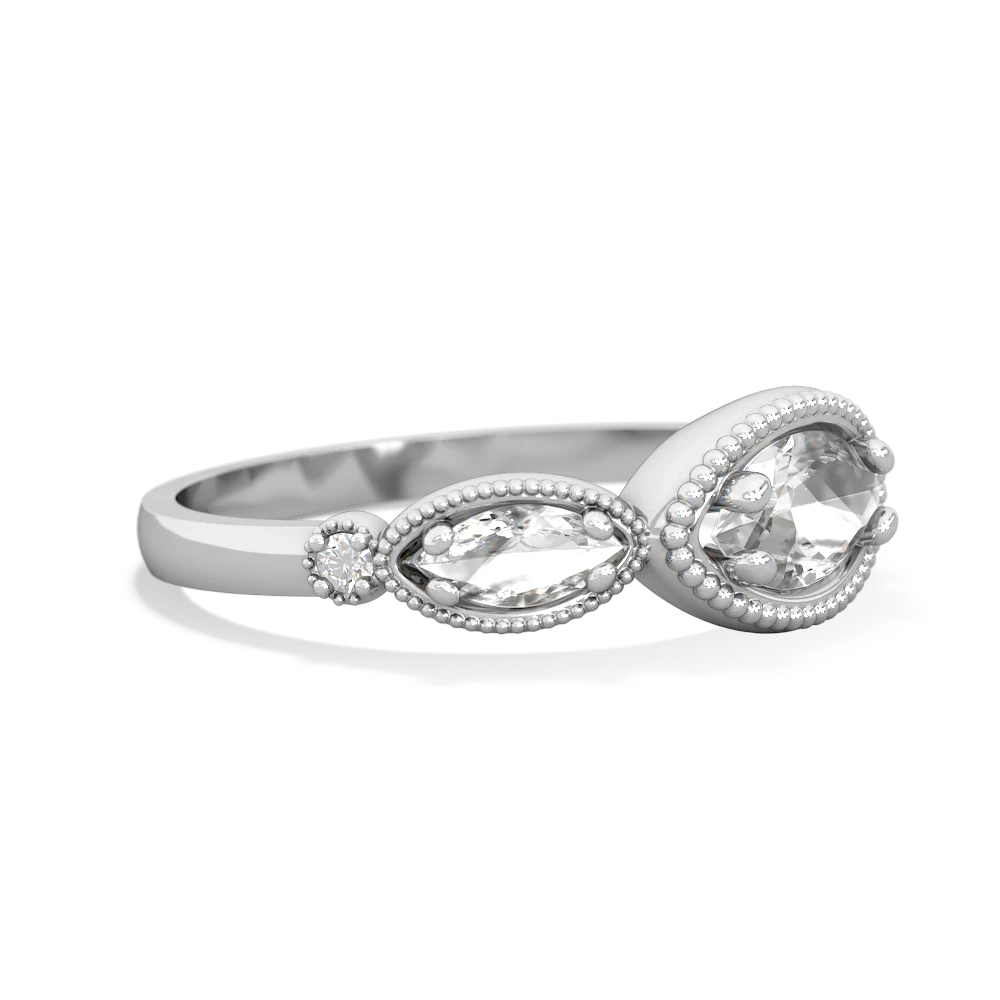 Lab Pink Sapphire Milgrain Marquise 14K White Gold ring R5700