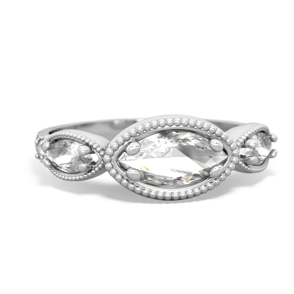 Lab Pink Sapphire Milgrain Marquise 14K White Gold ring R5700