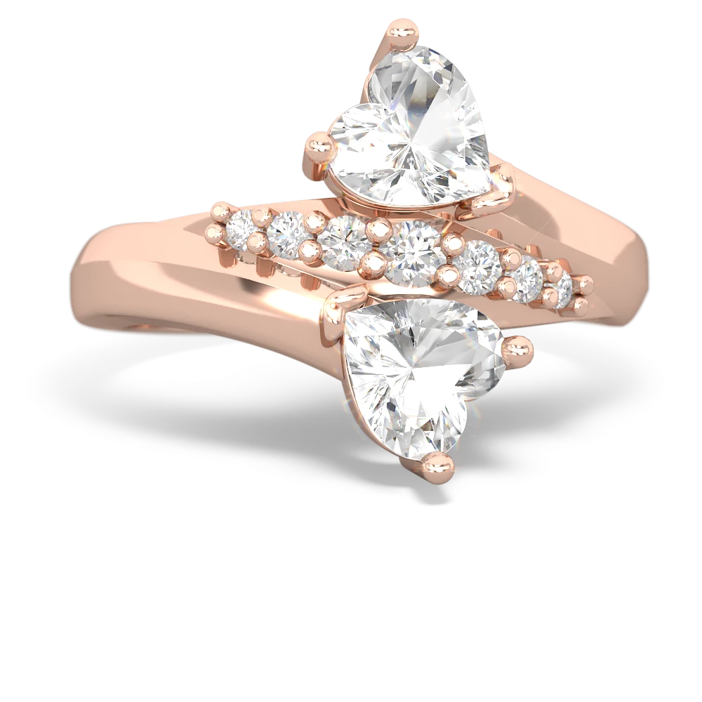 White Topaz Heart To Heart 14K Rose Gold ring R2064