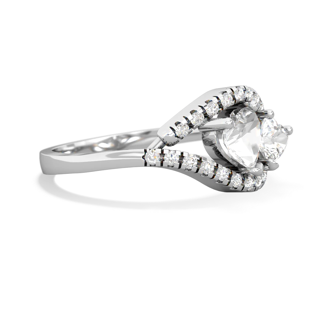 White Topaz Mother And Child 14K White Gold ring R3010