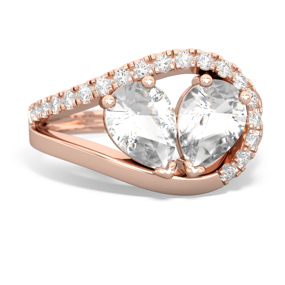 White Topaz Nestled Heart Keepsake 14K Rose Gold ring R5650