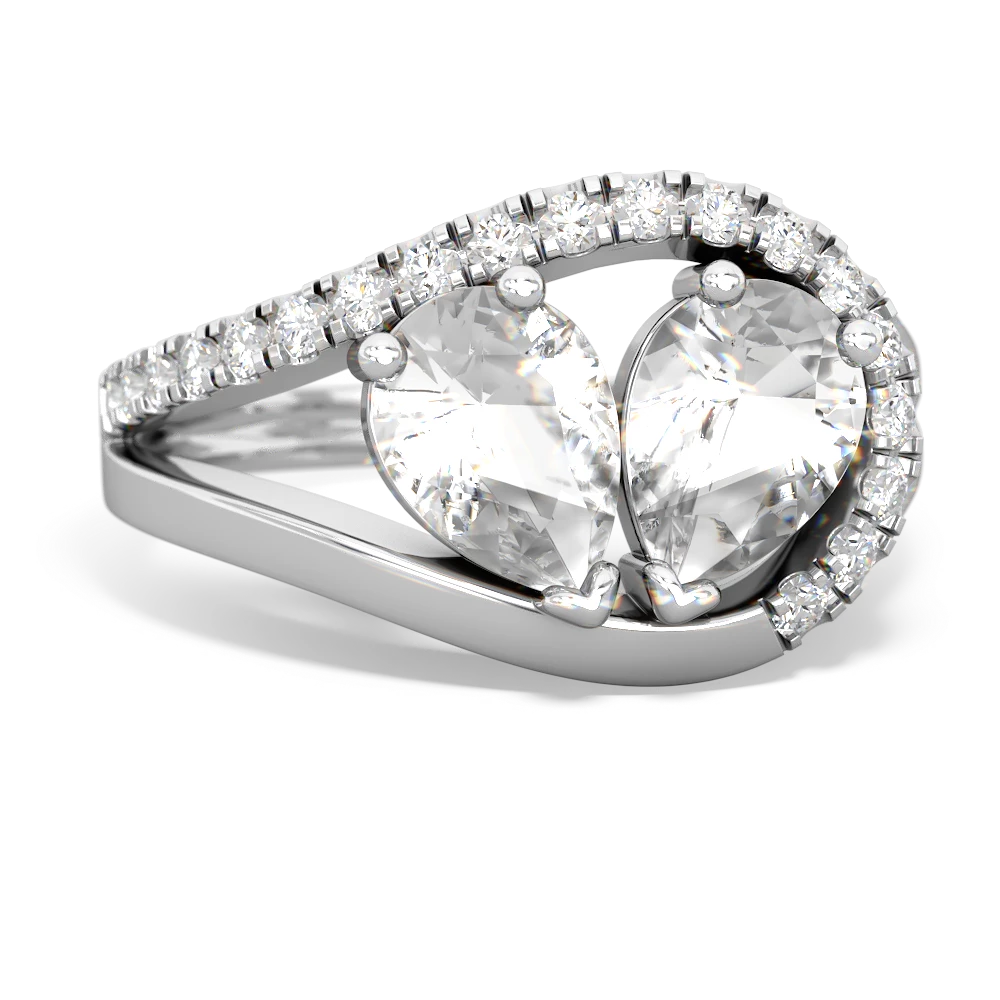 White Topaz Nestled Heart Keepsake 14K White Gold ring R5650