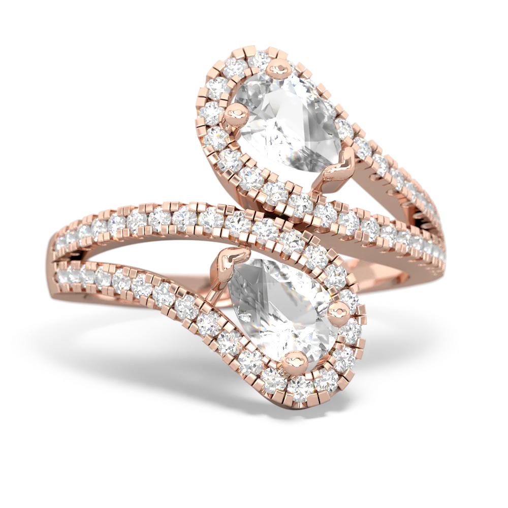 White Topaz Diamond Dazzler 14K Rose Gold ring R3000