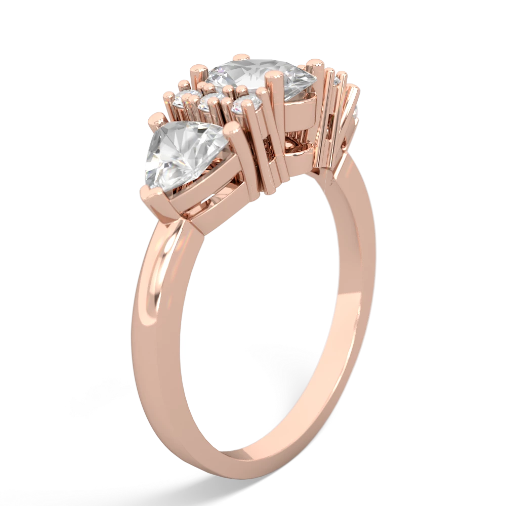 White Topaz Antique Style Three Stone 14K Rose Gold ring R2186