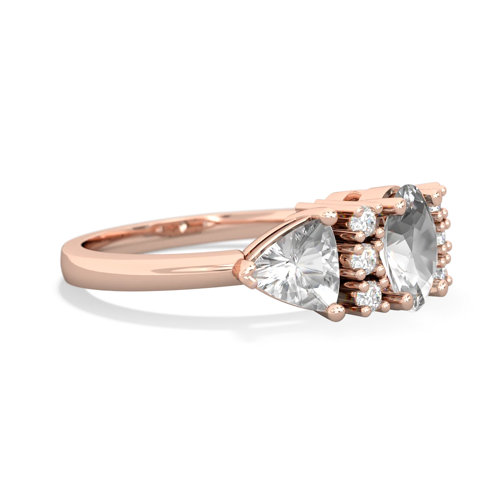 White Topaz Antique Style Three Stone 14K Rose Gold ring R2186