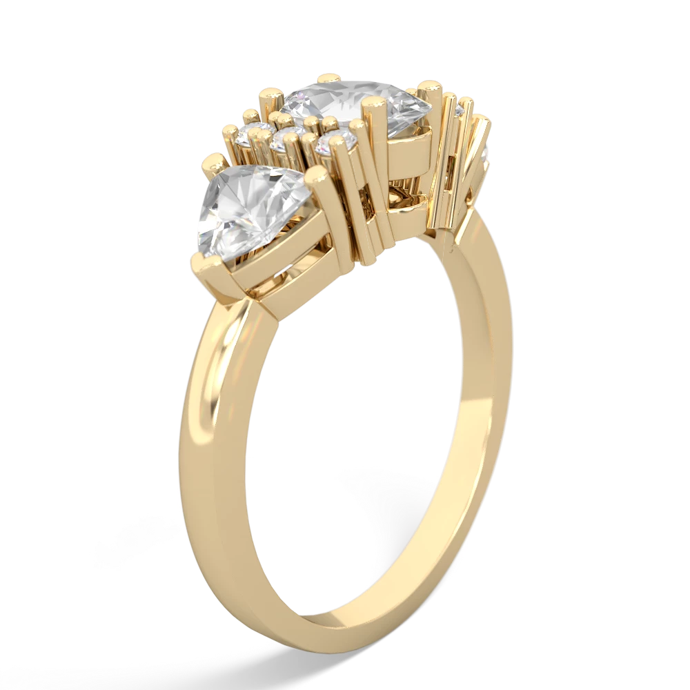 White Topaz Antique Style Three Stone 14K Yellow Gold ring R2186