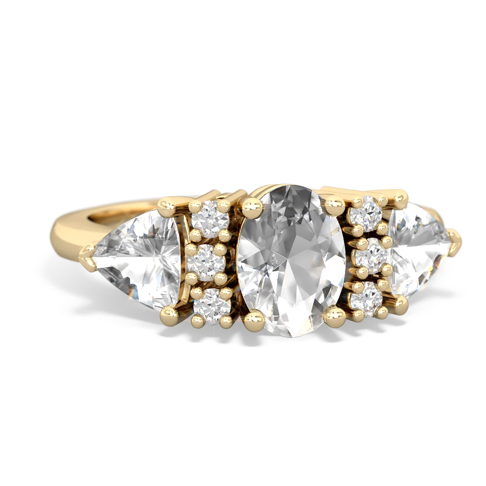 White Topaz Antique Style Three Stone 14K Yellow Gold ring R2186