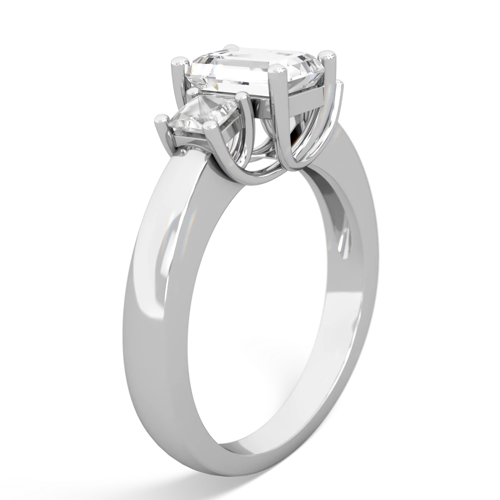 Onyx Three Stone Emerald-Cut Trellis 14K White Gold ring R4021