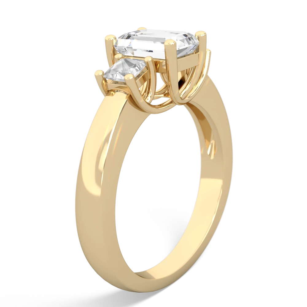 Sapphire Three Stone Emerald-Cut Trellis 14K Yellow Gold ring R4021