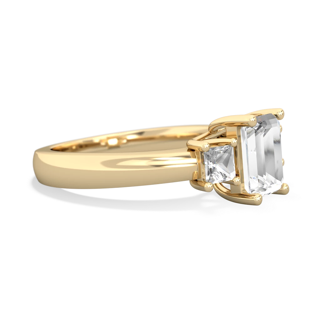 London Topaz Three Stone Emerald-Cut Trellis 14K Yellow Gold ring R4021