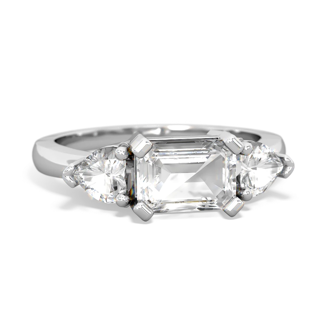 White Topaz Three Stone 14K White Gold ring R5235