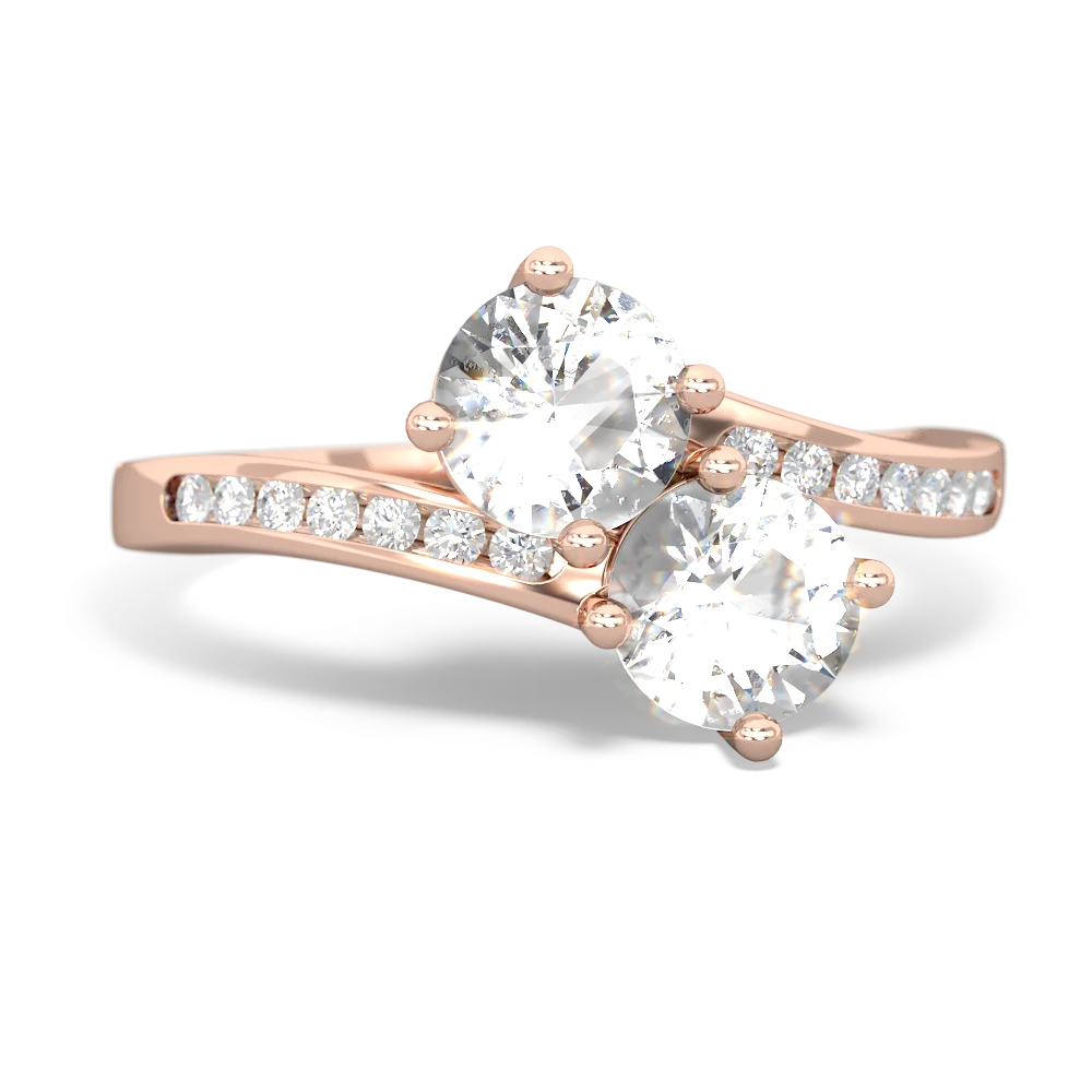 White Topaz Channel Set Two Stone 14K Rose Gold ring R5303