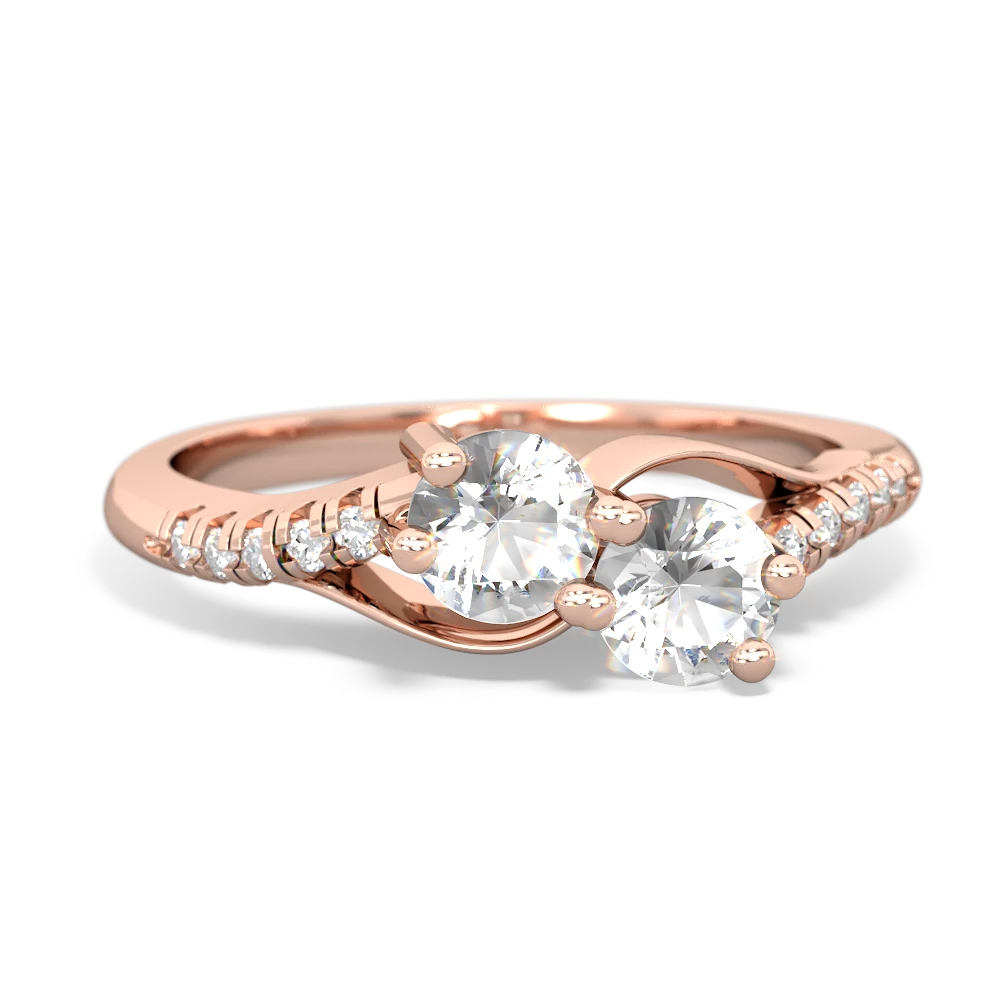 White Topaz Infinity Pave Two Stone 14K Rose Gold ring R5285