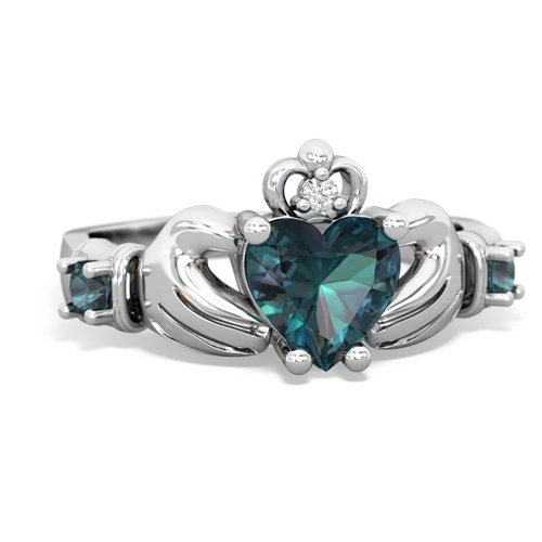 lab sapphire-opal claddagh ring