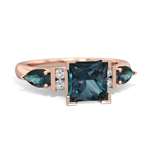 lab emerald-lab ruby engagement ring