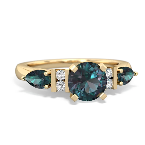 Lab Alexandrite Lab Created Alexandrite with Lab Created Alexandrite and Genuine Fire Opal Engagement ring Ring