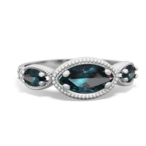 tanzanite-sapphire milgrain marquise ring