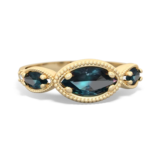 Lab Alexandrite Lab Created Alexandrite with Lab Created Alexandrite and Genuine London Blue Topaz Antique Style Keepsake ring Ring