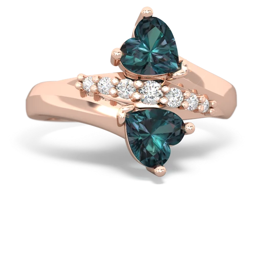 Lab Alexandrite Lab Created Alexandrite with Lab Created Alexandrite Heart to Heart Bypass ring Ring