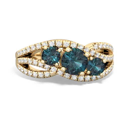 lab sapphire-white topaz three stone pave ring