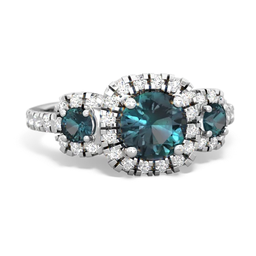 aquamarine-blue topaz three stone regal ring