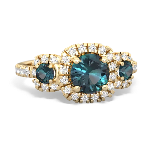 aquamarine-tourmaline three stone regal ring