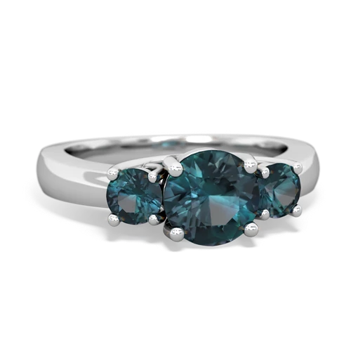 Lab Alexandrite Lab Created Alexandrite with Lab Created Alexandrite and Genuine Opal Three Stone Trellis ring Ring