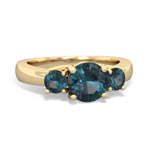 Lab Alexandrite Lab Created Alexandrite with Lab Created Alexandrite and  Three Stone Trellis ring Ring