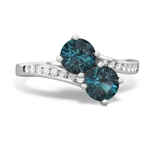 alexandrite-alexandrite two stone channel ring